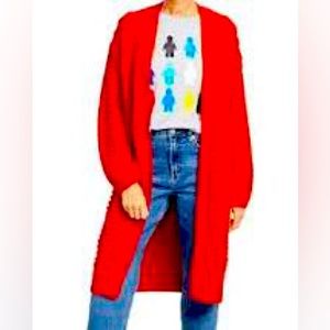 Lego Sweater Medium Red Long Cardigan Target Brick Collection Textured Casual